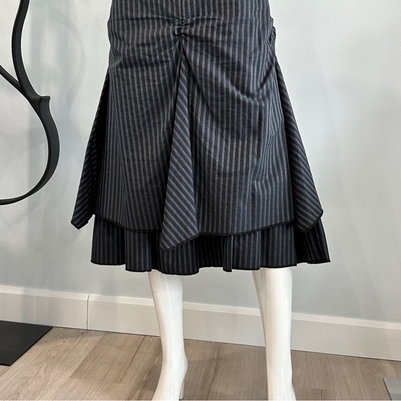 Dark Fairy Princess Pinstriped Steampunk Layered Midi Skirt - Picture 4 of 16